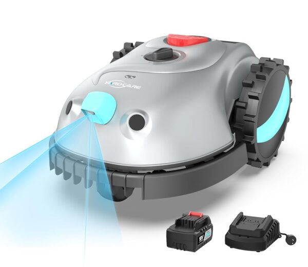 2025 New V100 Robotic Lawn Mower – Visual Navigation, Smart Obstacle Avoidance, Rain Sensor, Spot Spiral Cutting, Adjustable Cutting Height, Low Noise – Ideal for Small Lawns