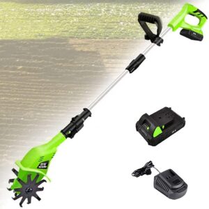 20V Garden Tiller, Tiller Rotavator,Cordless Rotavator, Handheld Electric Cordless 4000Mah Battery Powered, Soil Cultivator Gardening Tool Cultivation Machine,for The Garden,...