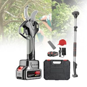 21V Electric Pruning Shears with Telescopic Pole, LCD Display, 2 Removable Batteries, Cordless Tree Pruner for Garden, Orchard & Farm Use, 45mm Cutting Capacity