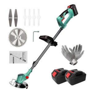 24V Cordless Lawn Trimmer/Lawn Mower, for Weeds with Two Batteries and Quick Charger, Light and Handy, for Trimming The Lawn, Lawn Care, Driveway and Edging of Paths