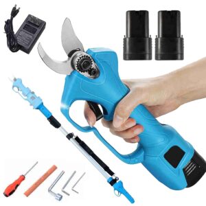 28mm Cut Electric Pruner Battery Powered with 220cm High Reach Extension Pole, Extendable Tree Pruning Pruner 21V Cordless Electric Pruning Shears, Battery Powered Garden Tree...