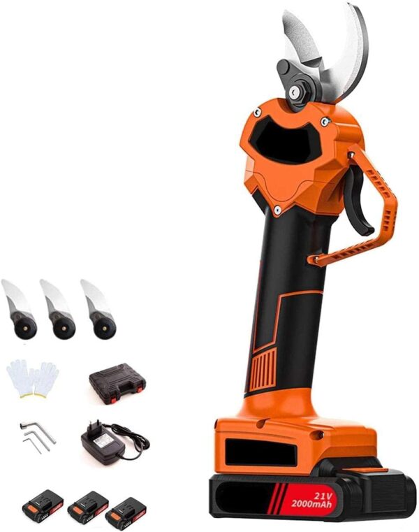 35Mm 800W Cordless Electric Pruner Pruning Shear Secateur, 21V Garden Tree Bonsai Pruning Scissors Branch Cutter-3 Batteries