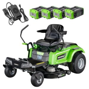 54V 42'' Cordless Electric Riding Lawn Mower, Zero Turn Lawn Mower with 4 * 10AH Batteries and Plug in Charger for Large Yard