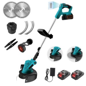 Cordless Grass Trimmer, Cordless Strimmer/Grass Edge Trimmer 2-in-1, LED Power Display, Suitable for Saw Blade/Garden Strimmer Trimmer Line Cord
