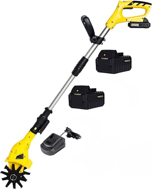 Cordless Rotavator Cordless Garden Cultivator, Electric Garden Cultivator for Gardens, Vegetable Plots (Two Batteries). Rotary Tiller, Garden, Field
