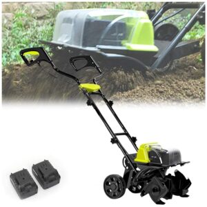Cordless Rotavator,Cordless Garden Tiller Rotavator with Rechargeable Battery and Charger Tillage,Depth 18cm, Cultivated Land Width 36cm, Adjustable Cultivator for The...