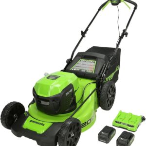 Efficient & Eco-Friendly Cordless Lawn Mower with LED Headlights, Dual Batteries & Rapid Charger