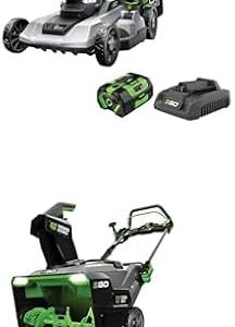 EGO POWER+ Electric Lawn Mower Bundle - Includes 56V 6.0Ah Battery, Charger, Self-Propelled Cordless Mower and 56V Snow Blower with 21-Inch Steel Auger
