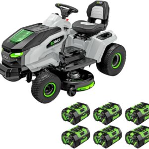 EGO POWER+ Electric Riding Lawn Mower, 42" Deck Cordless Tractor, Includes (6) 56V 6.0Ah Batteries and Charger - TR4204