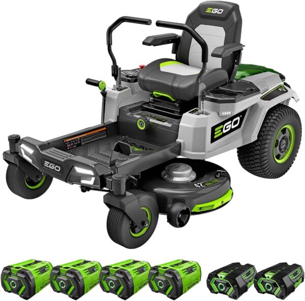 EGO ZT4204L 56-Volt 42-Inch Z6 Zero Turn Riding Mower with Peak Power Technology, (4) 10.0Ah Battery, 1600W Charger Included Plus Extra (2) BA2800T 5.0Ah Battery