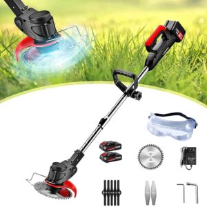 Electric Grass Trimmer Lawn Mower 118VF 7500mAh Lithium-Ion Cordless Weed Brush Cutter Kit Garden Tools Grass Cutter Brush,with Two Batteries