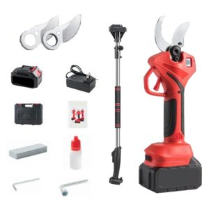 Electric Pruning Shears Cordless 21V, Rechargeable Tree Branch Pruner with 1-2 Batteries, 1.6 Inch Cutting Diameter for Gardening, Lightweight & Easy to Use