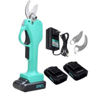Electric Pruning Shears, Cordless Tree Trimmer Tree Branch Pruner Garden Tools, Carbon Steel Electric Scissors, Cutting Diameter 25Mm, with 2 Pcs