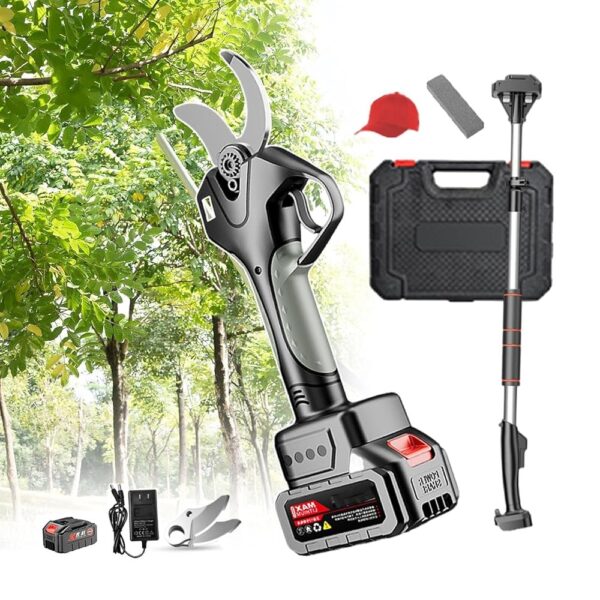 Electric Secateurs Pruning Scissors with Telescopic Pole, 21V Cordless Tree Pruner for Gardens, Farms Orchards