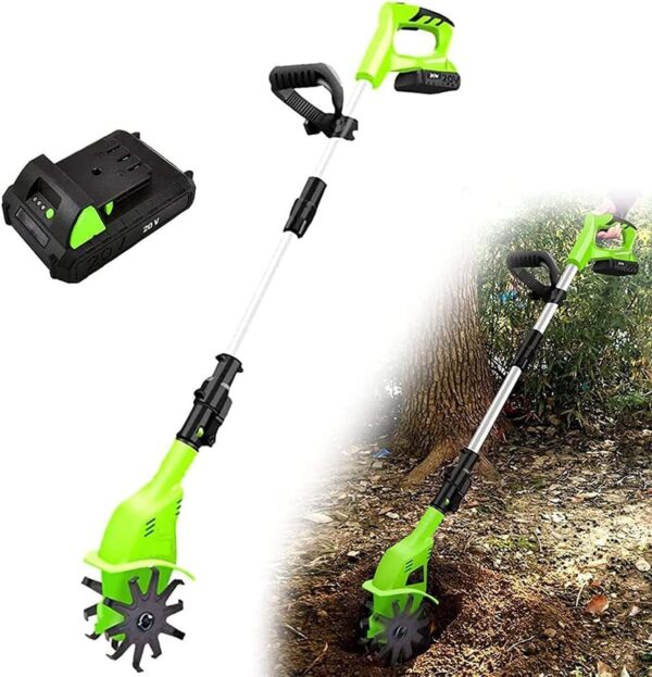 Electric Tillers Cordless Rototiller 20V Handheld Electric Cordless Soil Cultivator with Rechargeable Battery and Charger Cordless Garden Cultivator
