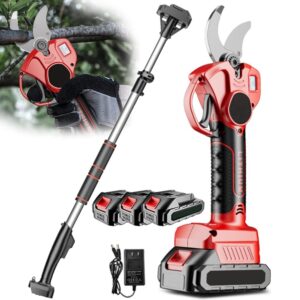 Extendable Tree Pruning Pruner 980w Cordless Electric Pruning Shears, Tree Pruners for Gardening Rechargeable Outdoor Branch Cutter Lithium Battery and Extension Pole,-2batteries