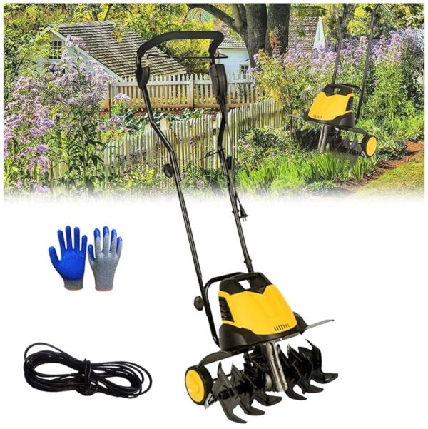 Garden Gear Electric Garden Tiller,Cultivator Rotavator,6 Blades,Tillage Depth 22cm,Plow Width 45cm,Folding Rotary Motor Hoe,for Lawn,Vegetable Patch (10m Extension Cord)