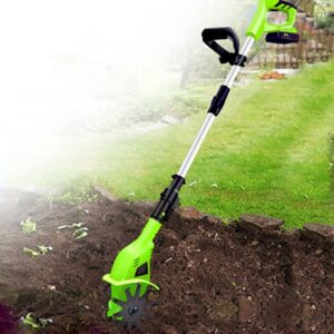 Garden Tiller,Cordless Electric Tiller & Rotavator, Wireless Electric Tiller/Cultivator, 25Cm Tilling Depth, Adjustable Handle, Portable Scarifier Tillers, Ideal Cultivator