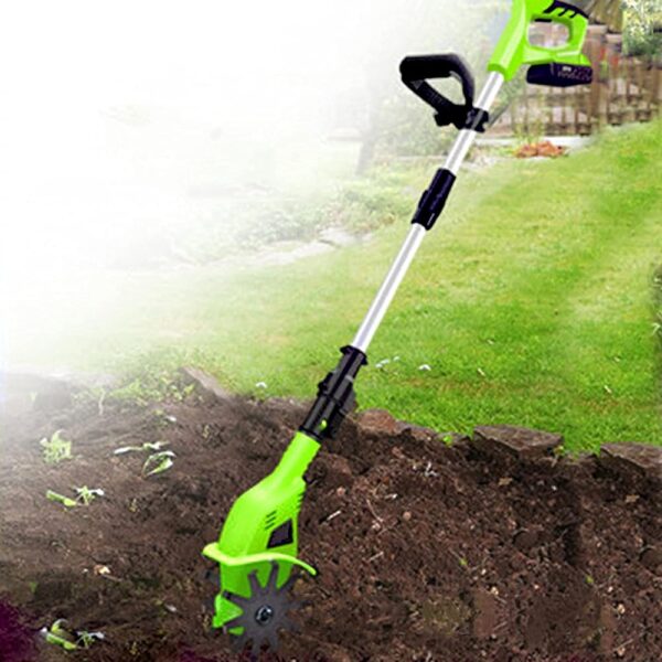 Garden Tiller,Cordless Electric Tiller & Rotavator, Wireless Electric Tiller/Cultivator, 25Cm Tilling Depth, Adjustable Handle, Portable Scarifier Tillers, Ideal Cultivator