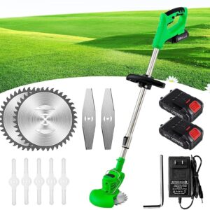 Lawn Mower Electric Lawn Mower 24 V Corded Brush to Remove Weeds from Trees and Flower beds Grass Cutting Machine for Agricultural Land Lawn Edging Tool (2 Batteries and 1 Charger