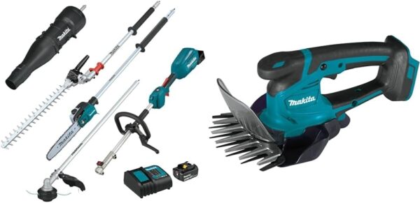 Makita XUX02SM1X6 18V LXTÂ® Brushless Couple Shaft Power Head Kit w/String Trimmer, Pole Saw, Art. Hedge Trimmer & Blower Attachments (4.0Ah) & Bonus XMU04Z 18V LXT Li-Ion...