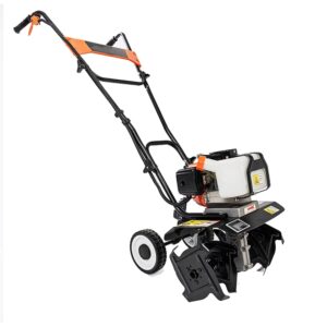 Portable Petrol Tiller, Petrol Garden Cultivator Rotovator, 36cm Tilling Width & 10cm Tilling Depth, Cordless Scarifier Tiller w/4 Gears