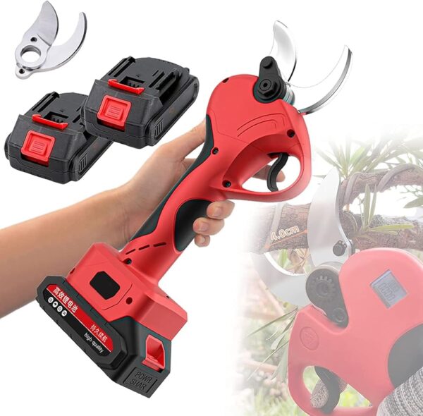 Professional Branch Trimmers Rechargeable Power Scissors 40Mm Cordless Tree Pruner Electric Pruning Shears 2 Pack 21V Lithium Battery