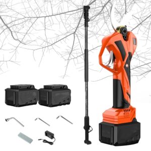 Professional Cordless Pruner Electric Pruning Shears with 200cm High Reach Extension Pole, Cordless Pruning Shears for Gardening Cordless Tree Pruner, 35mm Cutting Diameter