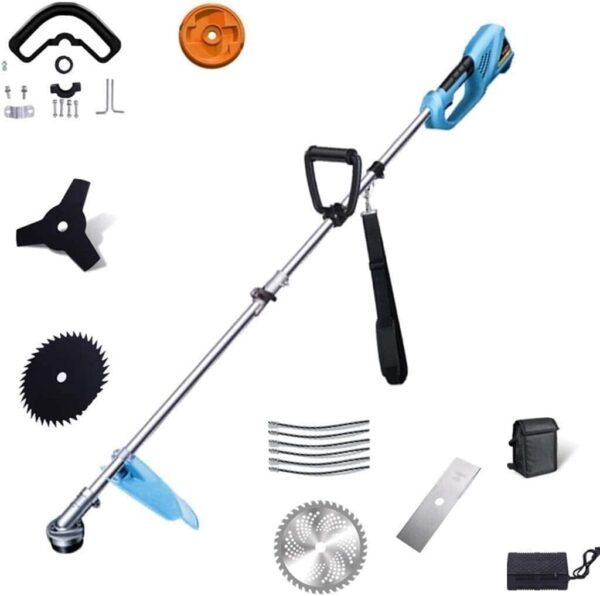 Rotary Mowers Cordless Weeder Grass Trimmer Household Portable Electric Lawn Mower, Multifunctional Garden Trimmer, Lithiu., 20Ah, Blue 24v