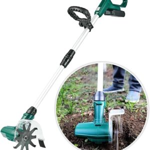 Rotavator, 20V Portable Cordless Handheld Tiller/Rotavators/Cultivators for The Garden with Rechargeable Battery/Adjustable Handle, Perfect for Gardens, Vegetable Plots,...