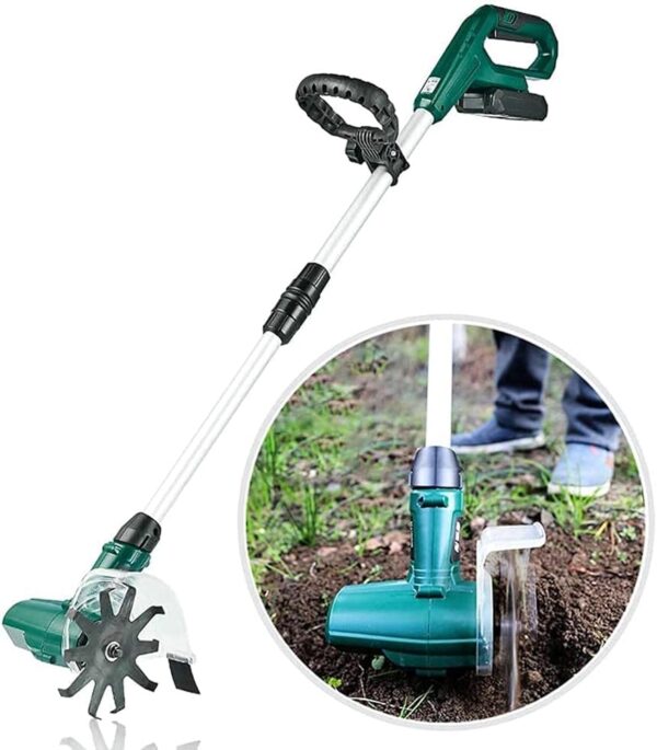 Rotavator, 20V Portable Cordless Handheld Tiller/Rotavators/Cultivators for The Garden with Rechargeable Battery/Adjustable Handle, Perfect for Gardens, Vegetable Plots,...
