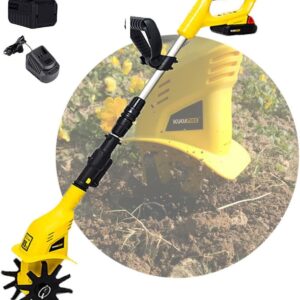 Tillers/Cultivators Electric Cordless, Lightweight & 60 min Work, 20V Garden Cordless Tillers, 97cm-127cm Retractable Pole, Electric Cultivator with 4 Ah Lithium Battery and...